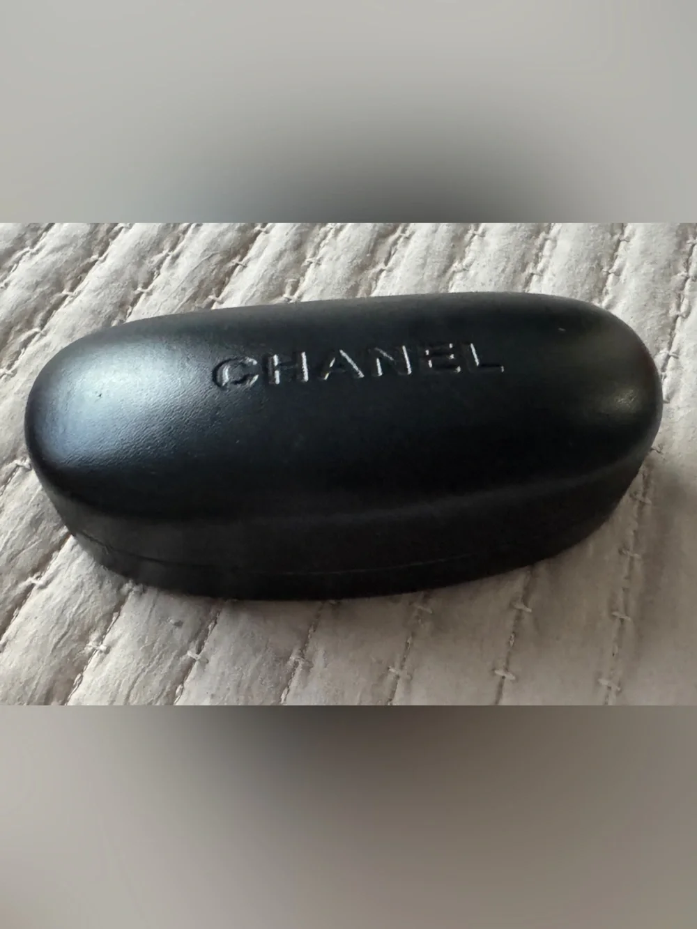CHANEL Black Sunglasses Case with Embossed Logo